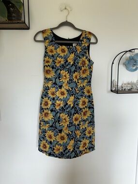 Vintage CDC Caren Design Company Sunflower Print Sleeveless Mini Dress Size 4